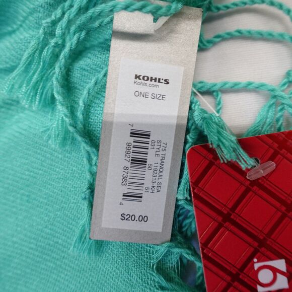 NWT APT. 9 Wide Scarf Green Blue Wraps Shawl Ski Fringe Skiing Winter Warm Cozy - Picture 4 of 16